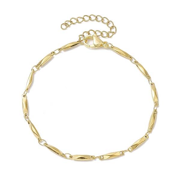 304 Stainless Steel Rectangle Link Chain Bracelets for Women Men