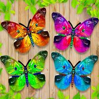 Colorful Butterfly Design Wall Art, 4 Counts/set Durable & Rust-resistant Outdoor Decor for Gardens, Homes & Events, Easy-to-...