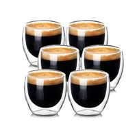 Double Wall Clear Glass Coffee Cup, 6 Counts/set Heat Resistant Glass Cup, Creative Mini Egg Shape Drinking Glasses for Tea, ...