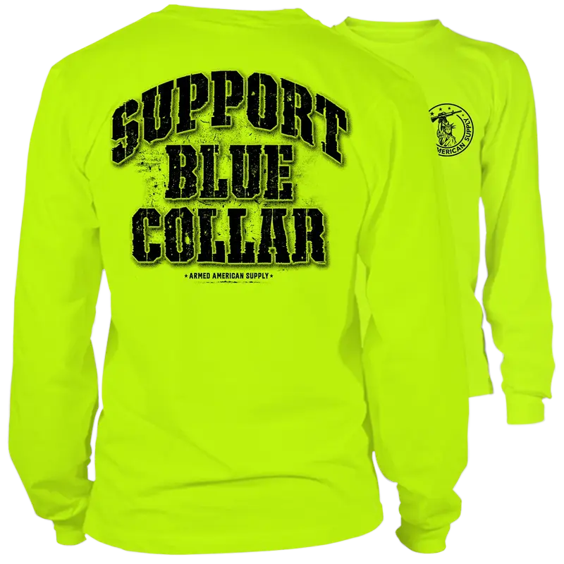 Support Blue Collar - Long Sleeve Hi-Vis T-Shirt