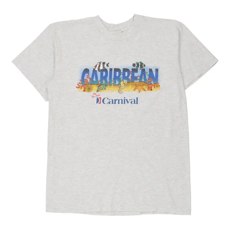 Single Stitch Caribbean Carnival Unbranded Graphic T-Shirt - XL Grey Cotton