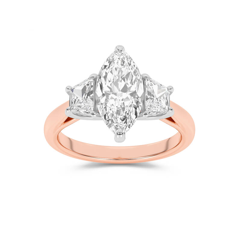 Amara Chand Lab Grown Marquise Shape Diamond Engagement Ring | 14K Rose Gold 4 1/4 CT. TW.