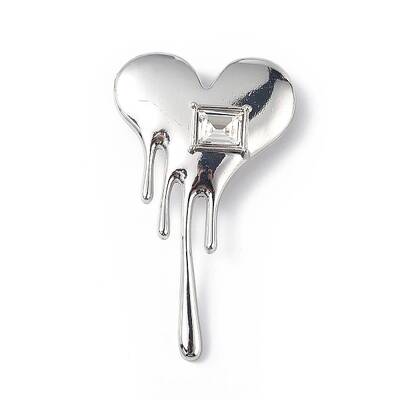 Cubic Zirconia Melting Heart Brooch Pin