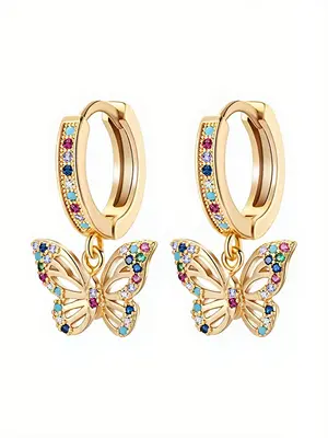 Delicate Butterfly Earrings for Women, Hoop Dangle Earrings Stackable Design, Ideal Birthday or Anniversary Gift, Perfect for...