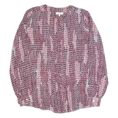 REISS Peyton Womens Printed Shirt Pink Long Sleeve Chevron UK 4