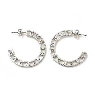 Crystal Rhinestone Initial Letter B Stud Earrings