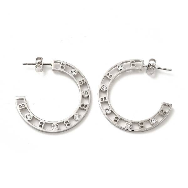 Crystal Rhinestone Initial Letter B Stud Earrings