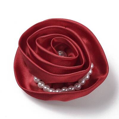 Flower Cloth with Plastic Pearl Brooch Pin