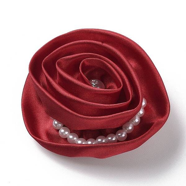 Flower Cloth with Plastic Pearl Brooch Pin