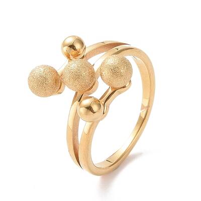 Ion Plating(IP) 304 Stainless Steel Round Ball Finger Ring for Women