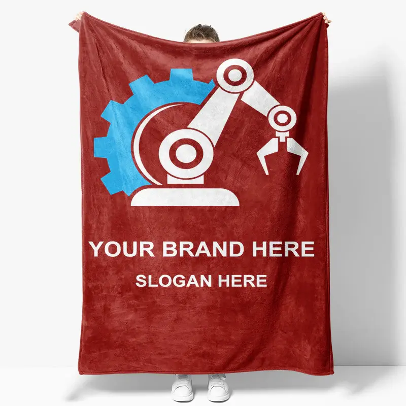 Aperturee Simple Red Blue White Robotic Arm Custom Text Blanket | Custom Blanket With Name | Custom Baby Blankets | Designabl...