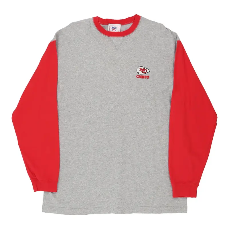 Kansas City Chiefs Nfl Long Sleeve T-Shirt - XL Grey Cotton