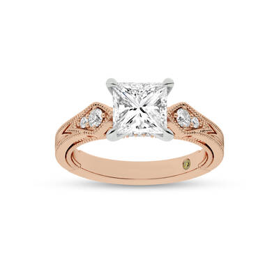 Vesta Vintage Inspired Princess Cut Lab Grown Diamond Engagement Ring | 18K Rose Gold 1 1/5 CT. TW.