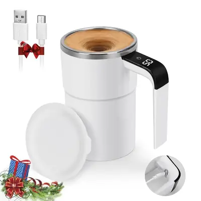 Automatic Stirring Coffee Mug, USB Rechargeable Coffee Mixer, Temperature Display Self Stirring Cup, Electric Self Stirring M...