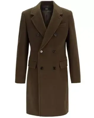 Mens Overcoat -Mens Long Wool Topcoats- Topcoat For Men-Mens Double breasted Overcoat - Old Brown Double breasted Coat