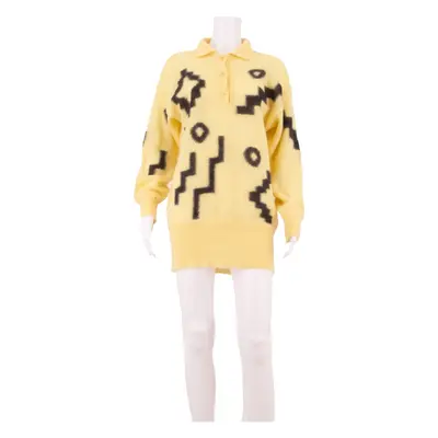 ESCADA Womens Jumper Dress Yellow Mohair Geometric Long Sleeve Short S