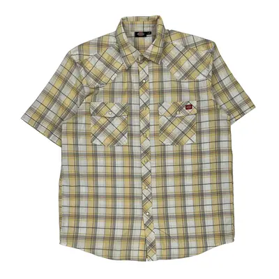 Dickies Checked Short Sleeve Shirt - Large Yellow Cotton