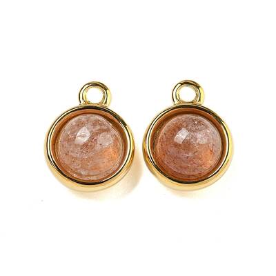 Natural Strawberry Quartz Half Round Charms