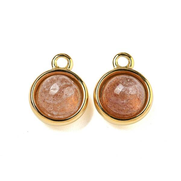 Natural Strawberry Quartz Half Round Charms