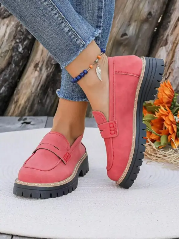 Women's Fashionable Chain Decorated Slip on Loafers, Casual Comfortable Thick Sole Loafers for Daily Wear, Lightweight Breath...