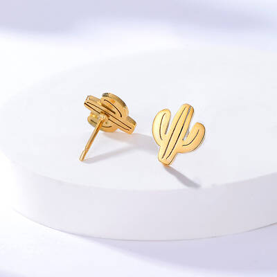 Fashionable and Cute Cactus Stainless Steel Stud Earrings for Women