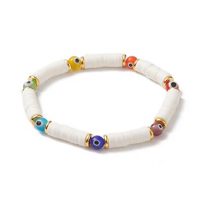 Handmade Polymer Clay Heishi Surfer Stretch Bracelet