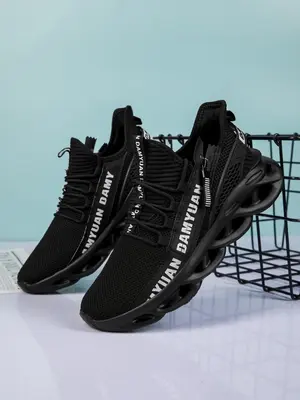 Men's Fashionable Letter Print Lace Up Low Top Sneakers, Designer Shoes, Casual Comfortable Sports Shoes, Breathable Sports ...