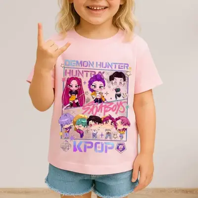 Kpop Demon Hunters T-Shirt Gift for Kids Jinu Manga Graphic Tee Kpop Huntrix Toddler Shirt Saja Girls Youth Top Cute Anime De...