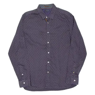 TED BAKER Mens Shirt Purple Spotted Long Sleeve L