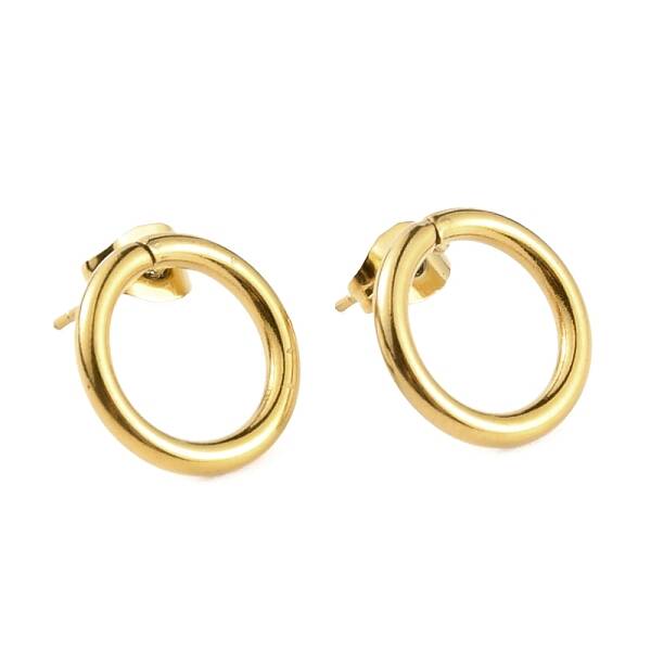 304 Stainless Steel Ring Stud Earrings for Woman