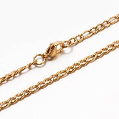 304 Stainless Steel Mother-Son Figaro Chain Necklaces