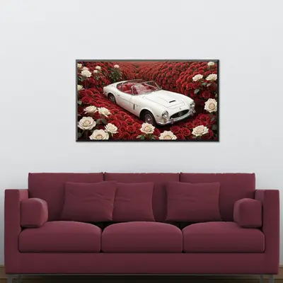 Classic Car in Crimson Roses