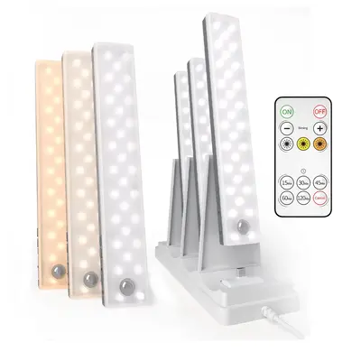 EZVALO 62 LED Under Cabinet Lighting with Charging Station, Rechargeable Motion Sensor Lights, 3 Color Temps, Dimmable Wirele...