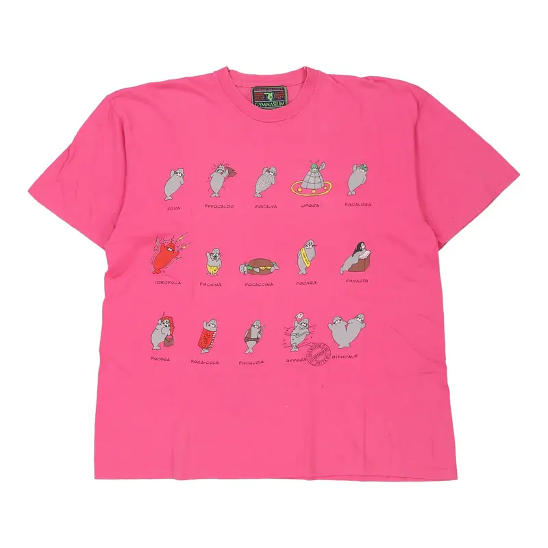 Gymnasium Graphic T-Shirt - XL Pink Cotton