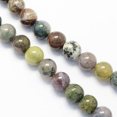 Round Natural Indian Agate Beads Strands