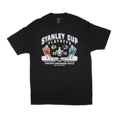 OLD TIME HOCKEY Stanley Cup Playoffs 2010 USA T-Shirt Black Short Sleeve Mens L