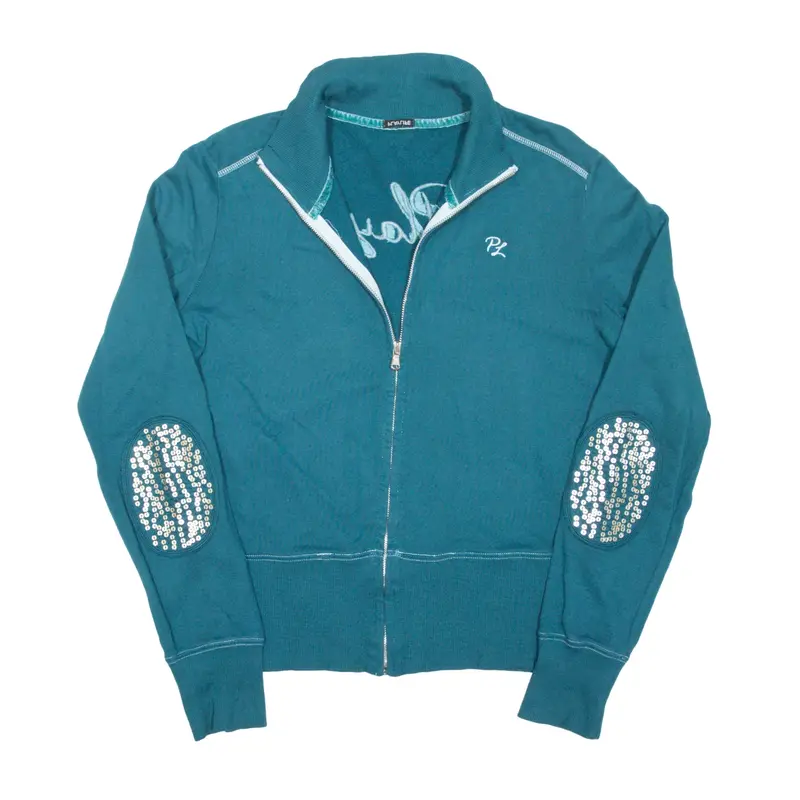 PLAYLIFE Y2K Sequin Detail Track Jacket Blue Womens M
