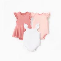 PatPat 【BambooCloud】3&2 Pack Baby girl Pink and White Bamboo Soft Bodysuits Baby One-pieces
