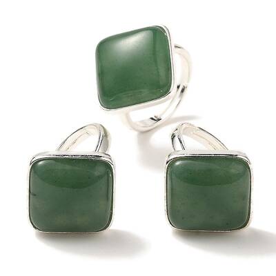 Natural Green Aventurine Adjustable Rings
