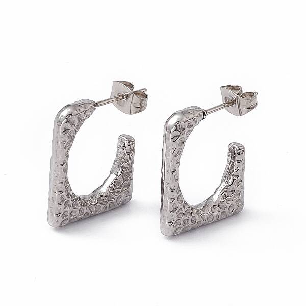 Non-Tarnish 304 Stainless Steel Rectangle Stud Earrings