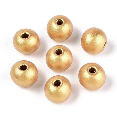 Spray Painted Round Natural Schima Wood Beads