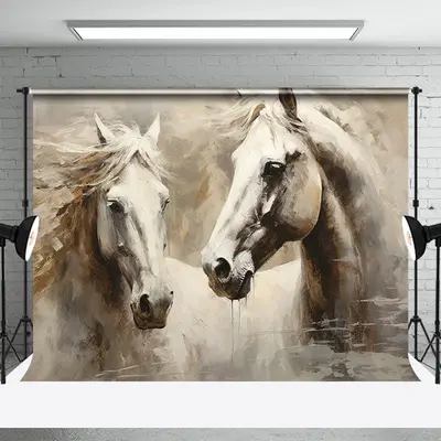 Horse Oil Painting Fine Art Photo Booth Backdrop - Aperturee