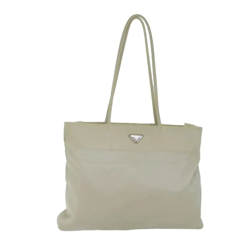 Pre-owned Parada Synthetic tote bags Prada Tessuto Nylon Beige Signature Tote Bag