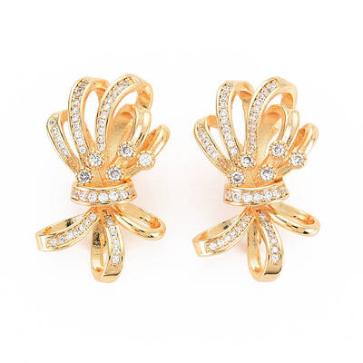 Rack Plating Brass Micro Pave Clear Cubic Zirconia Twister Clasps