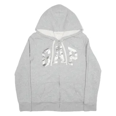 GAP Fleece Lined Hoodie Grey Full Zip Womens XS
