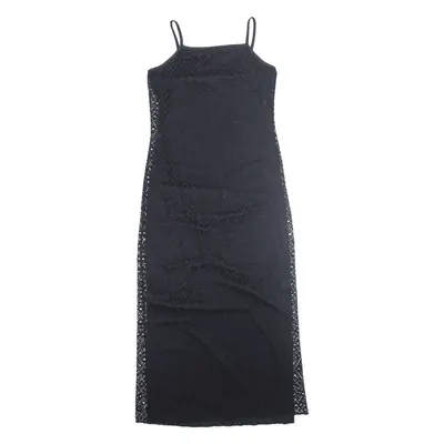Lace Overlay Bodycon Dress Black Sleeveless Long Womens UK 14