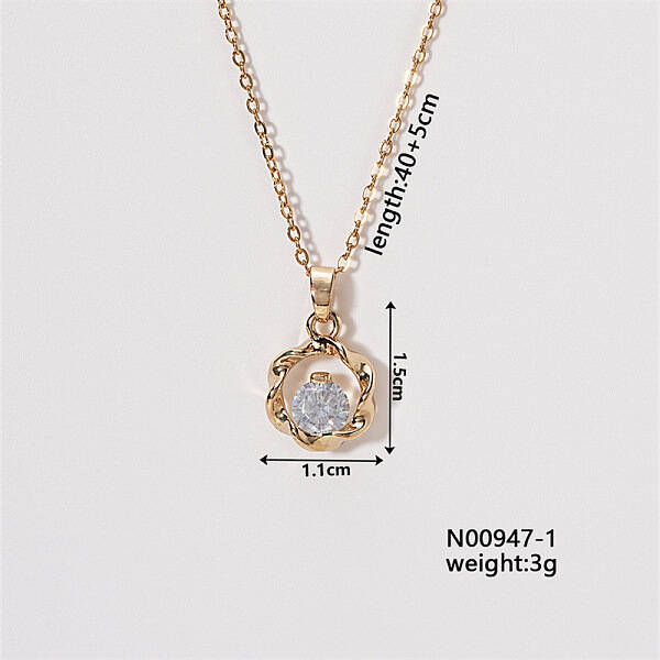 Chic Minimalist Flower Brass Micro Pave Cubic Zirconia Pendant Necklaces