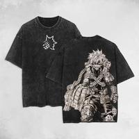 Retro Vintage Limited Bakugo - My Hero Acedemia Anime Double Printed Oversized Washed Tee Unisex Oversize Anime Manga Acid Wa...