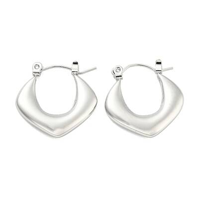Non-Tarnish Chunky Rhombus 304 Stainless Steel Hoop Earrings for Women