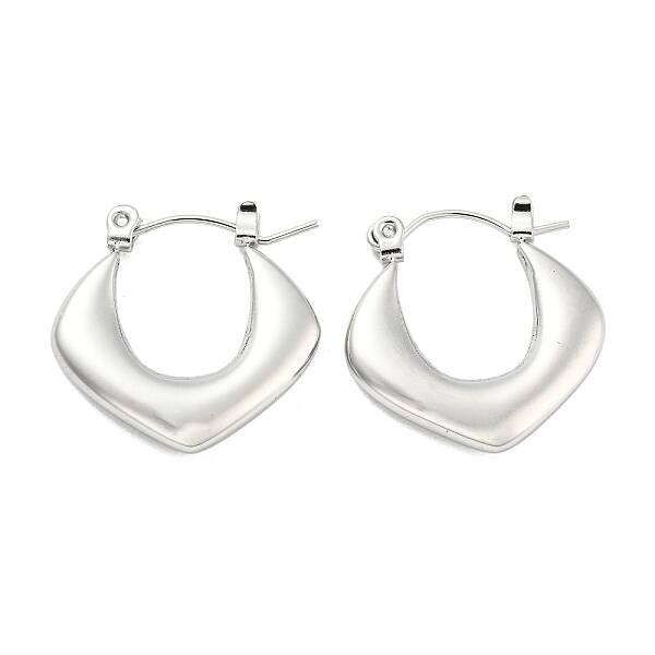 Non-Tarnish Chunky Rhombus 304 Stainless Steel Hoop Earrings for Women